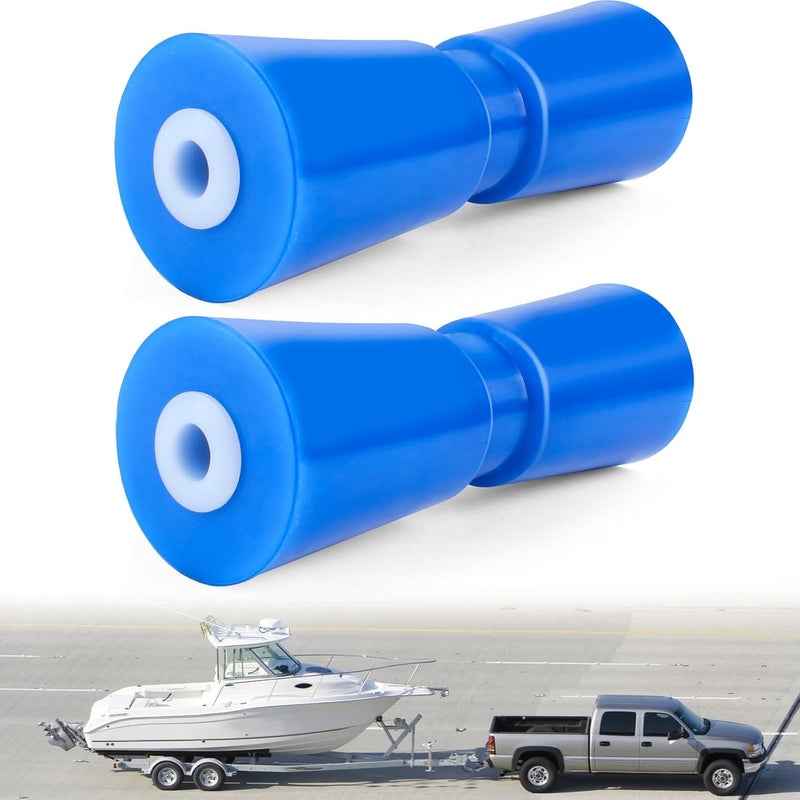BALAVA Boat Trailer Roller 8/10/12in,Keel Rollers for Boat Trailer,Heavy Duty PU Bow Roller Boat Trailer Accessories Replacement Boat Trailer Parts Fits 5/8" Shaft (Blue,1/2 Pack) - Image 1